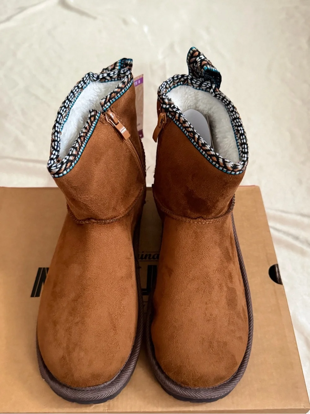 Muk Luks Side Zip Winter Boots - Tasha Chestnut Size 8 New In Box